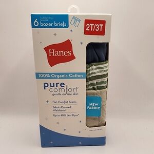 Hanes Toddler Boys Boxer Briefs 6pack‎ 100% Organic Cotton 2t/3t